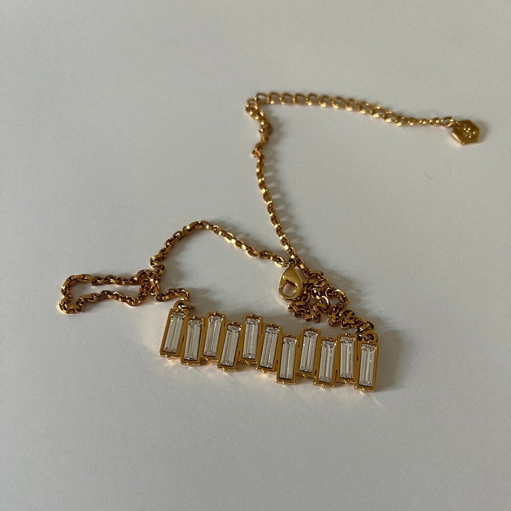 Touchstone Crystal Golden Baguette Bar Necklace